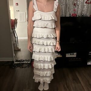 MARBLE White Layered Maxi Dress